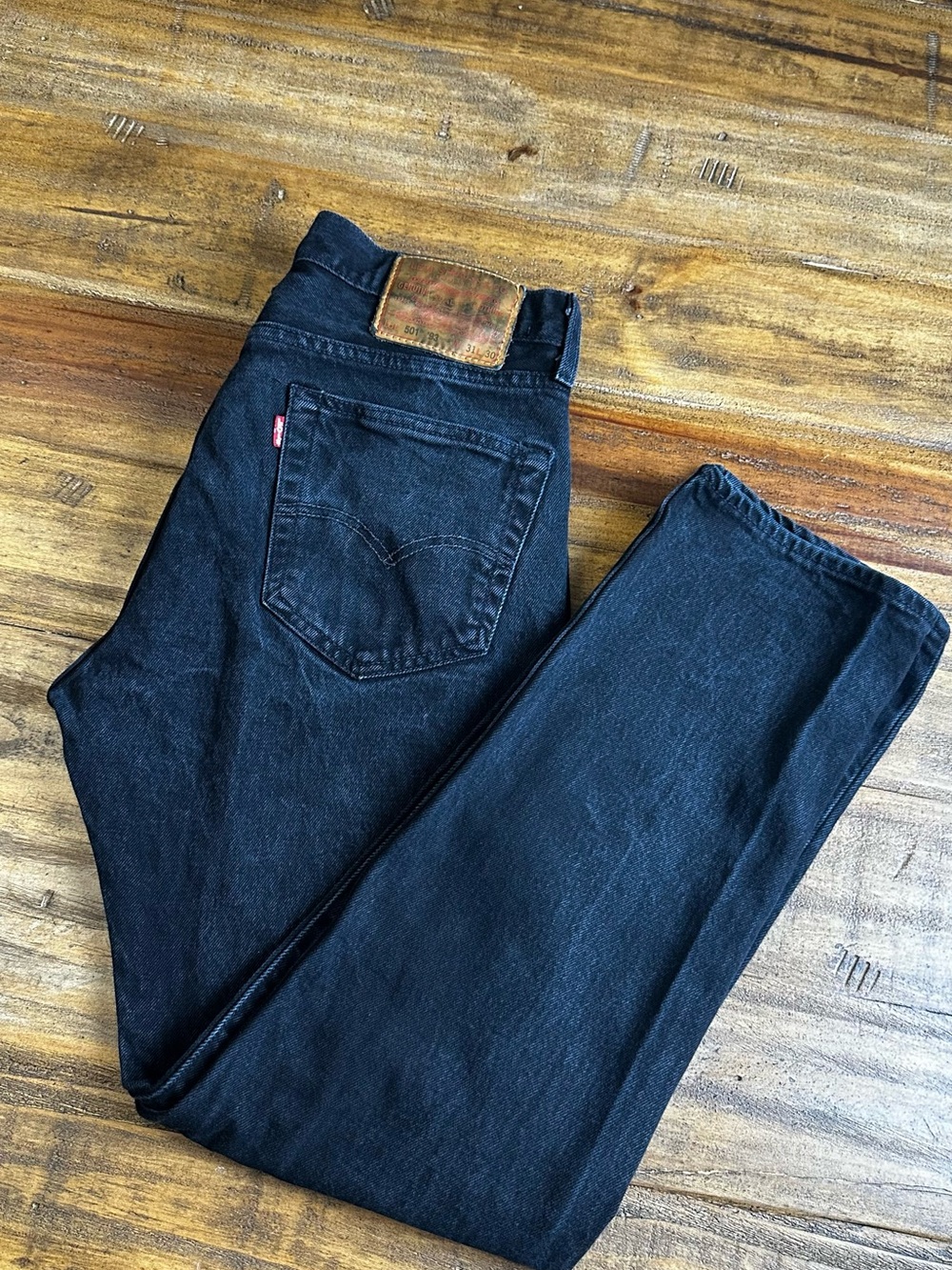 Levi's Slim Straight Black Jeans with Patch Detail